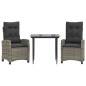 vidaXL 3-tlg. Garten-Essgruppe mit Kissen Grau Poly Rattan vidaXL 3-tlg. Garten-Essgruppe mit Kissen Grau Poly Rattan
