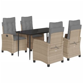 vidaXL 5-tlg. Garten-Essgruppe mit Kissen Beigemischung Poly Rattan