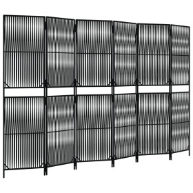 vidaXL Paravent 6-tlg. Schwarz Poly Rattan