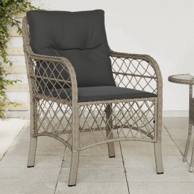 vidaXL Gartenstühle mit Kissen 2 Stk. Hellgrau Poly Rattan