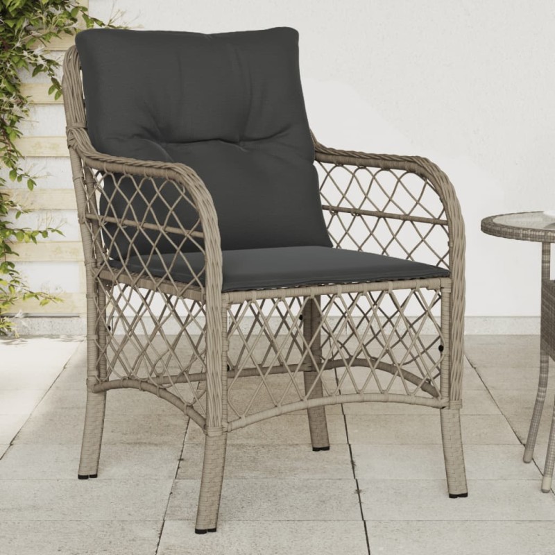 vidaXL Gartenstühle mit Kissen 2 Stk. Hellgrau Poly Rattan vidaXL Gartenstühle mit Kissen 2 Stk. Hellgrau Poly Rattan