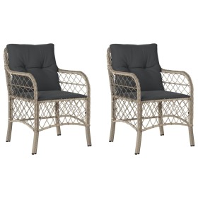 vidaXL Gartenstühle mit Kissen 2 Stk. Hellgrau Poly Rattan