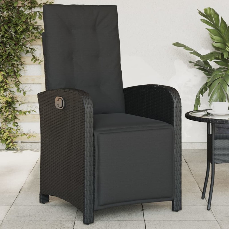vidaXL Gartensessel mit Fußteil Verstellbar Schwarz Poly Rattan vidaXL Gartensessel mit Fußteil Verstellbar Schwarz Poly Rattan