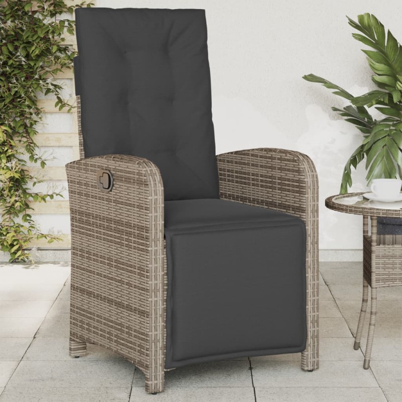 vidaXL Gartensessel mit Fußteil Verstellbar Grau Poly Rattan vidaXL Gartensessel mit Fußteil Verstellbar Grau Poly Rattan