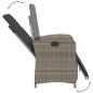 vidaXL Gartensessel mit Fußteil Verstellbar Grau Poly Rattan vidaXL Gartensessel mit Fußteil Verstellbar Grau Poly Rattan