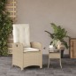 vidaXL Gartensessel mit Kissen Verstellbar Beige Poly Rattan vidaXL Gartensessel mit Kissen Verstellbar Beige Poly Rattan