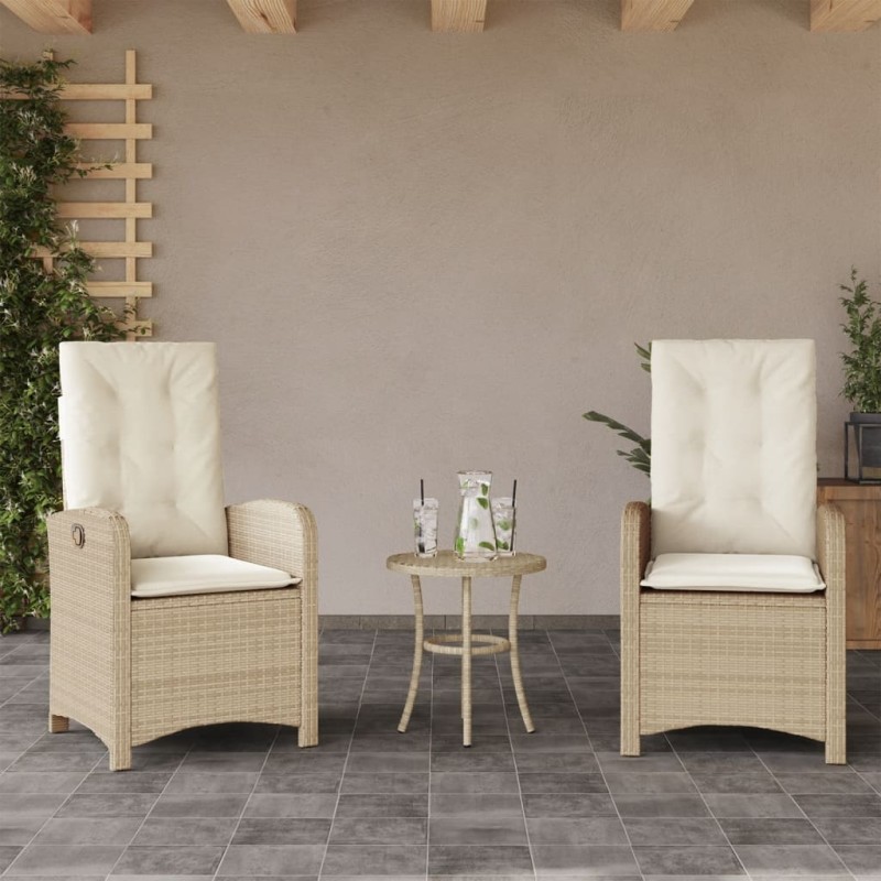 vidaXL Gartensessel mit Kissen 2 Stk. Verstellbar Beige Poly Rattan vidaXL Gartensessel mit Kissen 2 Stk. Verstellbar Beige Poly Rattan