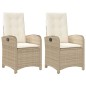 vidaXL Gartensessel mit Kissen 2 Stk. Verstellbar Beige Poly Rattan vidaXL Gartensessel mit Kissen 2 Stk. Verstellbar Beige Poly Rattan