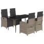 vidaXL 5-tlg. Garten-Essgruppe mit Kissen Grau Poly Rattan vidaXL 5-tlg. Garten-Essgruppe mit Kissen Grau Poly Rattan
