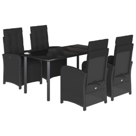 vidaXL 5-tlg. Garten-Essgruppe mit Kissen Schwarz Poly Rattan