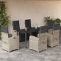 vidaXL 7-tlg. Garten-Essgruppe mit Kissen Hellgrau Poly Rattan vidaXL 7-tlg. Garten-Essgruppe mit Kissen Hellgrau Poly Rattan
