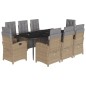 vidaXL 9-tlg. Garten-Essgruppe mit Kissen Beige Poly Rattan vidaXL 9-tlg. Garten-Essgruppe mit Kissen Beige Poly Rattan