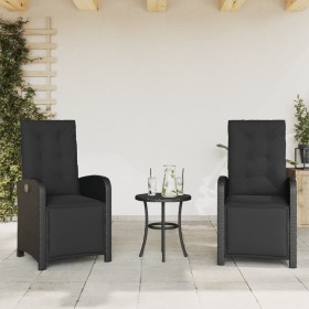 vidaXL Gartensessel mit Fußteil 2 Stk. Verstellbar Schwarz Poly Rattan