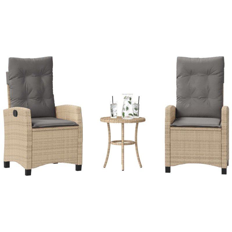 vidaXL 3-tlg. Bistro-Set mit Kissen Beigemischung Poly Rattan vidaXL 3-tlg. Bistro-Set mit Kissen Beigemischung Poly Rattan