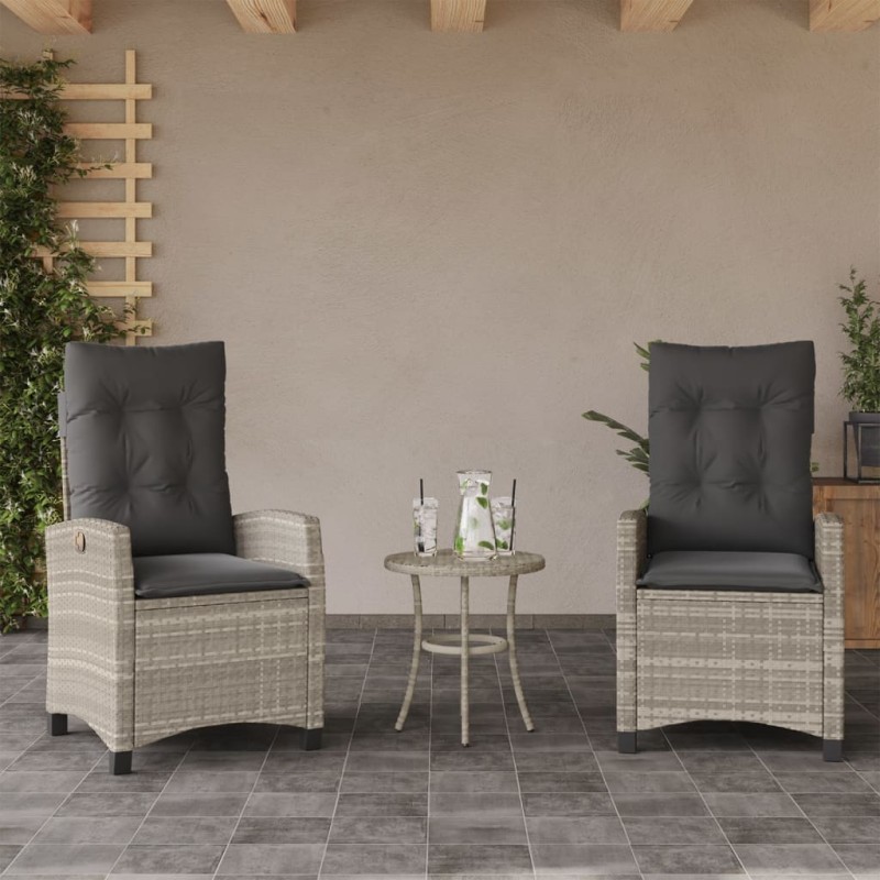 vidaXL Gartensessel mit Kissen 2 Stk. Verstellbar Hellgrau Poly Rattan vidaXL Gartensessel mit Kissen 2 Stk. Verstellbar Hellgrau Poly Rattan