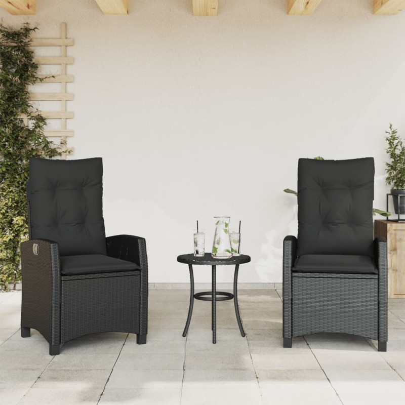 vidaXL Gartensessel mit Kissen 2 Stk. Verstellbar Schwarz Poly Rattan vidaXL Gartensessel mit Kissen 2 Stk. Verstellbar Schwarz Poly Rattan