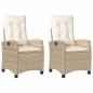 vidaXL Gartensessel mit Kissen 2 Stk. Verstellbar Beige Poly Rattan vidaXL Gartensessel mit Kissen 2 Stk. Verstellbar Beige Poly Rattan