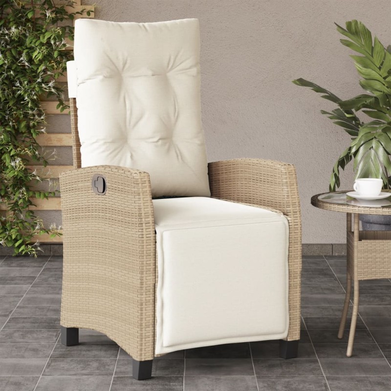 vidaXL Gartensessel mit Fußteil Verstellbar Beige Poly Rattan vidaXL Gartensessel mit Fußteil Verstellbar Beige Poly Rattan