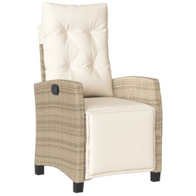 vidaXL Gartensessel mit Fußteil Verstellbar Beige Poly Rattan