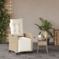 vidaXL Gartensessel mit Fußteil Verstellbar Beige Poly Rattan vidaXL Gartensessel mit Fußteil Verstellbar Beige Poly Rattan