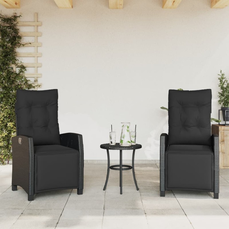 vidaXL Gartensessel mit Fußteil 2 Stk. Verstellbar Schwarz Poly Rattan vidaXL Gartensessel mit Fußteil 2 Stk. Verstellbar Schwarz Poly Rattan