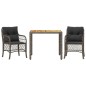 vidaXL 3-tlg. Bistro-Set mit Kissen Grau Poly Rattan vidaXL 3-tlg. Bistro-Set mit Kissen Grau Poly Rattan