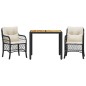 vidaXL 3-tlg. Bistro-Set mit Kissen Schwarz Poly Rattan vidaXL 3-tlg. Bistro-Set mit Kissen Schwarz Poly Rattan