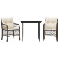 vidaXL 3-tlg. Bistro-Set mit Kissen Braun Poly Rattan vidaXL 3-tlg. Bistro-Set mit Kissen Braun Poly Rattan