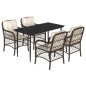 vidaXL 5-tlg. Garten-Essgruppe mit Kissen Braun Poly Rattan vidaXL 5-tlg. Garten-Essgruppe mit Kissen Braun Poly Rattan