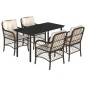 vidaXL 5-tlg. Garten-Essgruppe mit Kissen Braun Poly Rattan vidaXL 5-tlg. Garten-Essgruppe mit Kissen Braun Poly Rattan