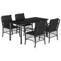vidaXL 5-tlg. Garten-Essgruppe mit Kissen Schwarz Poly Rattan vidaXL 5-tlg. Garten-Essgruppe mit Kissen Schwarz Poly Rattan