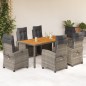 vidaXL 7-tlg. Garten-Essgruppe mit Kissen Grau Poly Rattan vidaXL 7-tlg. Garten-Essgruppe mit Kissen Grau Poly Rattan