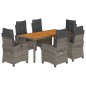 vidaXL 7-tlg. Garten-Essgruppe mit Kissen Grau Poly Rattan vidaXL 7-tlg. Garten-Essgruppe mit Kissen Grau Poly Rattan