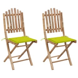 Klappbare Gartenstühle 2 Stk. mit Kissen Bambus