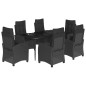 vidaXL 7-tlg. Garten-Essgruppe mit Kissen Schwarz Poly Rattan vidaXL 7-tlg. Garten-Essgruppe mit Kissen Schwarz Poly Rattan