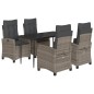 vidaXL 5-tlg. Garten-Essgruppe mit Kissen Grau Poly Rattan vidaXL 5-tlg. Garten-Essgruppe mit Kissen Grau Poly Rattan