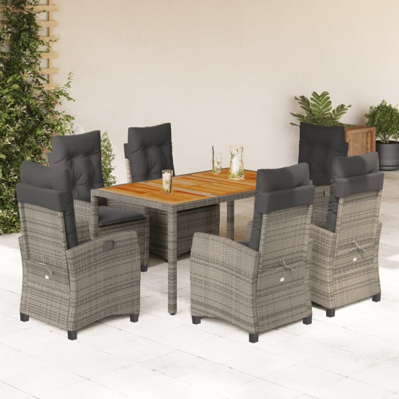 vidaXL 7-tlg. Garten-Essgruppe mit Kissen Grau Poly Rattan vidaXL 7-tlg. Garten-Essgruppe mit Kissen Grau Poly Rattan