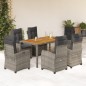 vidaXL 7-tlg. Garten-Essgruppe mit Kissen Grau Poly Rattan vidaXL 7-tlg. Garten-Essgruppe mit Kissen Grau Poly Rattan
