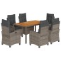 vidaXL 7-tlg. Garten-Essgruppe mit Kissen Grau Poly Rattan vidaXL 7-tlg. Garten-Essgruppe mit Kissen Grau Poly Rattan