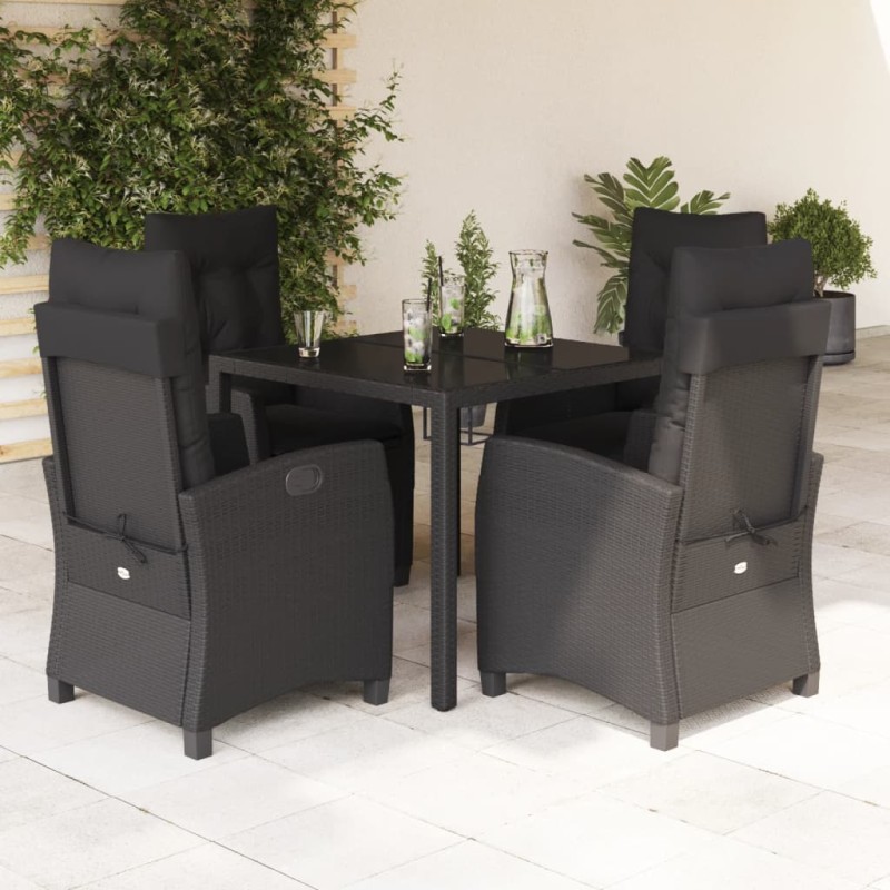 vidaXL 5-tlg. Garten-Essgruppe mit Kissen Schwarz Poly Rattan vidaXL 5-tlg. Garten-Essgruppe mit Kissen Schwarz Poly Rattan