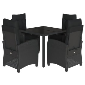 vidaXL 5-tlg. Garten-Essgruppe mit Kissen Schwarz Poly Rattan