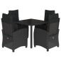 vidaXL 5-tlg. Garten-Essgruppe mit Kissen Schwarz Poly Rattan vidaXL 5-tlg. Garten-Essgruppe mit Kissen Schwarz Poly Rattan
