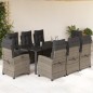 vidaXL 9-tlg. Garten-Essgruppe mit Kissen Grau Poly Rattan vidaXL 9-tlg. Garten-Essgruppe mit Kissen Grau Poly Rattan