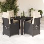vidaXL 5-tlg. Garten-Essgruppe mit Kissen Schwarz Poly Rattan vidaXL 5-tlg. Garten-Essgruppe mit Kissen Schwarz Poly Rattan