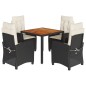 vidaXL 5-tlg. Garten-Essgruppe mit Kissen Schwarz Poly Rattan vidaXL 5-tlg. Garten-Essgruppe mit Kissen Schwarz Poly Rattan