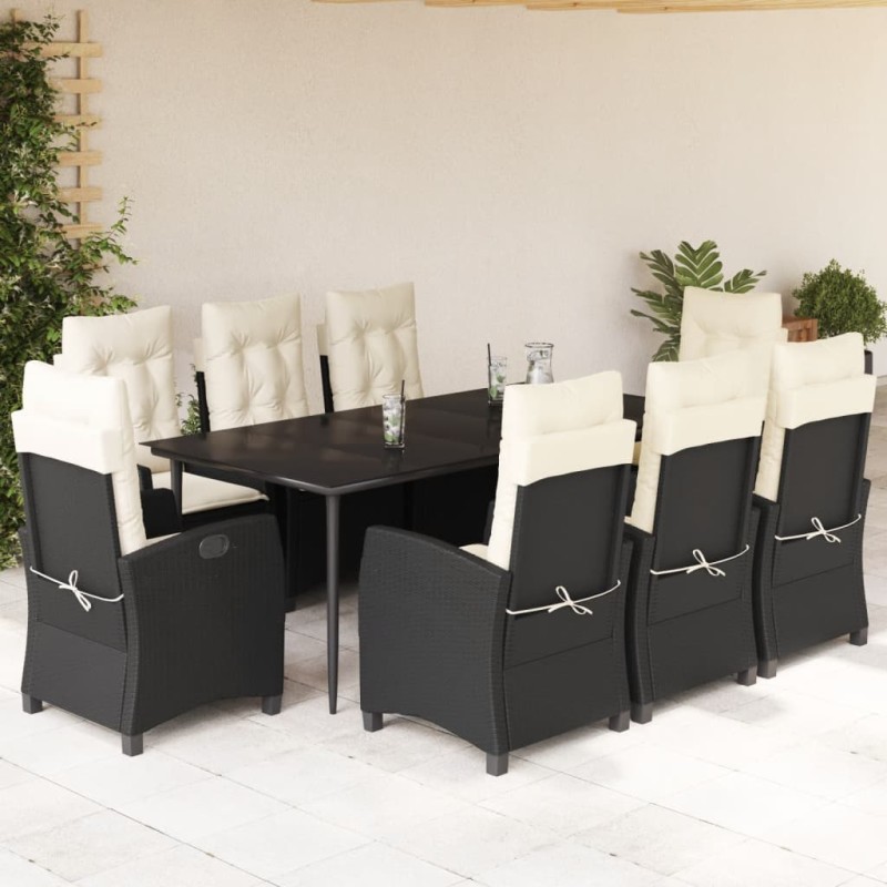 vidaXL 9-tlg. Garten-Essgruppe mit Kissen Schwarz Poly Rattan vidaXL 9-tlg. Garten-Essgruppe mit Kissen Schwarz Poly Rattan