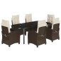 vidaXL 7-tlg. Garten-Essgruppe mit Kissen Braun Poly Rattan vidaXL 7-tlg. Garten-Essgruppe mit Kissen Braun Poly Rattan