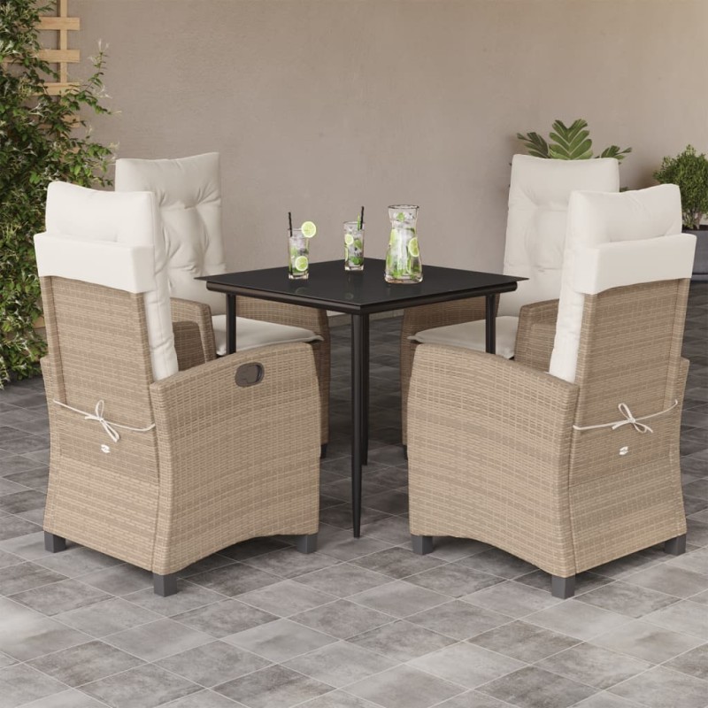 vidaXL 5-tlg. Garten-Essgruppe mit Kissen Beige Poly Rattan vidaXL 5-tlg. Garten-Essgruppe mit Kissen Beige Poly Rattan