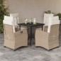 vidaXL 5-tlg. Garten-Essgruppe mit Kissen Beige Poly Rattan vidaXL 5-tlg. Garten-Essgruppe mit Kissen Beige Poly Rattan