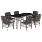 vidaXL 7-tlg. Garten-Essgruppe mit Kissen Grau Poly Rattan vidaXL 7-tlg. Garten-Essgruppe mit Kissen Grau Poly Rattan